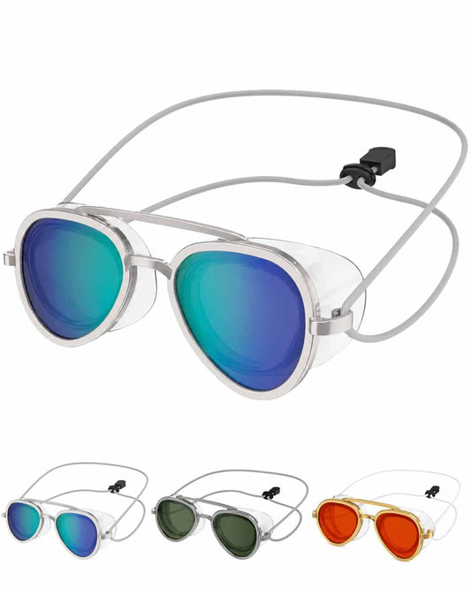 🌊180° Panoramic Swim Goggles, Anti‑Fog UV Protection Mirrored Professional Racing Goggles for Lap Training & Open Water Swimming