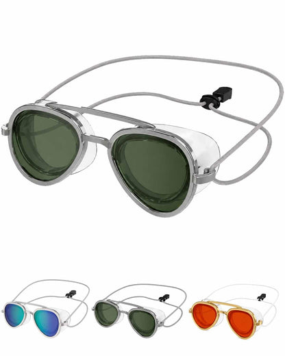 🌊180° Panoramic Swim Goggles, Anti‑Fog UV Protection Mirrored Professional Racing Goggles for Lap Training & Open Water Swimming