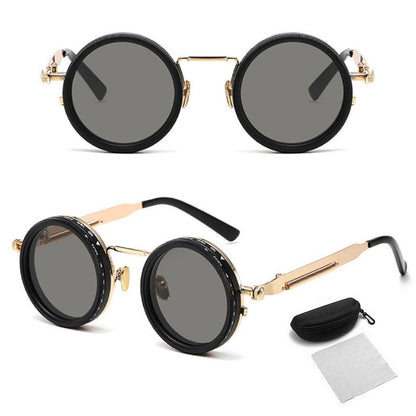 🕶️Vintage Round Adjustable ND‑Polarized Sunglasses, 9‑Level Dimmable Stepless Light Control Lens, UV400 Protection Shades for Fishing Driving Outdoor Activities